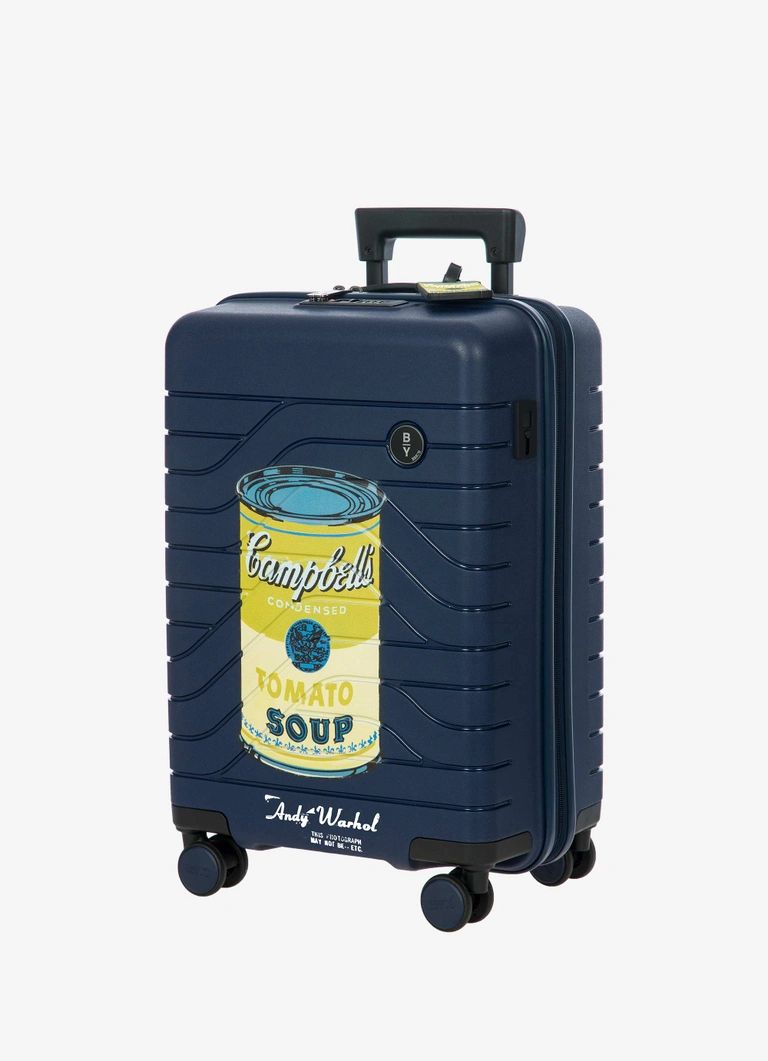 B|Y Warhol X Campbell expandable cabin trolley Ocean Blue