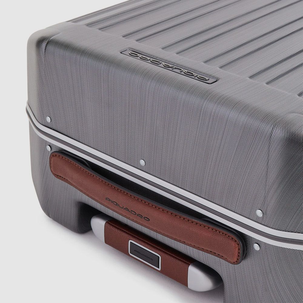 Ultra slim carry-on hard shell trolley Nero Cuoio