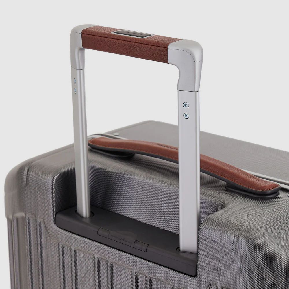 Ultra slim carry-on hard shell trolley Nero Cuoio